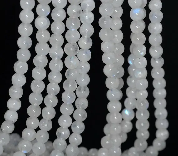 4-5mm Aura Rainbow Moonstone Gemstone Grade Aa White Round 4-5mm Loose Beads 15.5 Inch Full Strand (80001115-439)