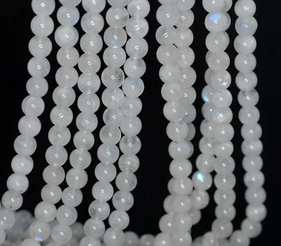 4-5mm Rainbow Moonstone Gemstone Grade A White Round 4-5mm Loose Beads 15.5 Inch Full Strand (80001118-439)