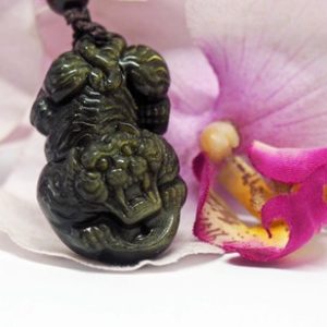 Shop Golden Obsidian Necklaces! RARE 3D Golden Sheen Obsidian Tiger 猛虎下山护主 Pendant Amulet Necklace | Natural genuine Golden Obsidian necklaces. Buy crystal jewelry, handmade handcrafted artisan jewelry for women.  Unique handmade gift ideas. #jewelry #beadednecklaces #beadedjewelry #gift #shopping #handmadejewelry #fashion #style #product #necklaces #affiliate #ad