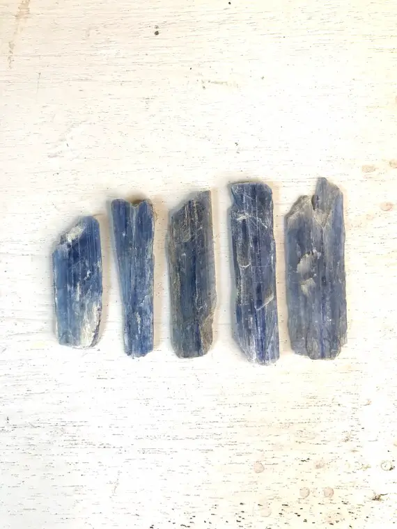 Raw Blue Kyanite Wands - 5 Piece Lot Of High Quality Gemstones - Brilliant Blue, Good Clarity, Shard Specimens -size Small - 28 Gram Weight