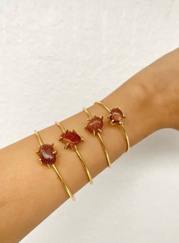 Red Jasper Ring • Red Jasper Cuff Bracelet • Y2k Healing Crystal • Gold Bracelet Bangle • Raw Crystal Marsian Birthstone Ring