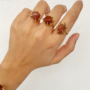Shop Red Jasper Rings! Raw Red Jasper Gold Ring • Healing Crystal Red Jasper Cuff Bracelet • Gold Bracelet Bangle • Raw Marsian Birthstone Ring | Natural genuine Red Jasper rings, simple unique handcrafted gemstone rings. #rings #jewelry #shopping #gift #handmade #fashion #style #affiliate #ad