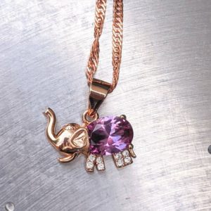 Shop Alexandrite Necklaces! Real Color Changing Alexandrite Pendant Rose Gold Elephant 8x6mm Oval With Diamond Alexandrite Necklace For Womens Birthday Christmas Gift | Natural genuine Alexandrite necklaces. Buy crystal jewelry, handmade handcrafted artisan jewelry for women.  Unique handmade gift ideas. #jewelry #beadednecklaces #beadedjewelry #gift #shopping #handmadejewelry #fashion #style #product #necklaces #affiliate #ad