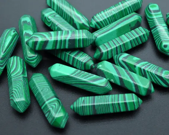 Reconstituted Malachite Double Terminated Point Beads,for Diy/jewelry Making Beads,no Hole Pendants,double Point Beads,meditation Point Bead