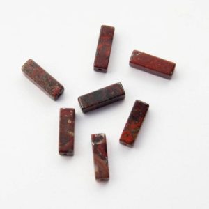 Shop Red Jasper Bead Shapes! Rectangular Brecciated Red Jasper Beads 14mm, Rectangle Brecciated Jasper Column Beads, Red Jasper Tube Beads, Full Drilled, 4 Pieces | Natural genuine other-shape Red Jasper beads for beading and jewelry making.  #jewelry #beads #beadedjewelry #diyjewelry #jewelrymaking #beadstore #beading #affiliate #ad
