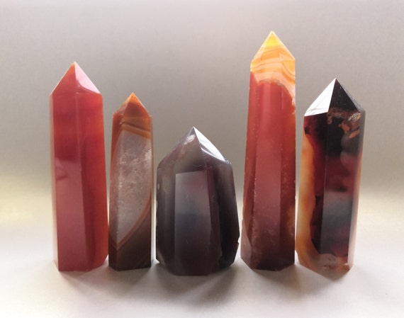 Red Fire Agate / Carnelian Agate Crystal Points / Crystal Towers, Vibrant And Beautiful