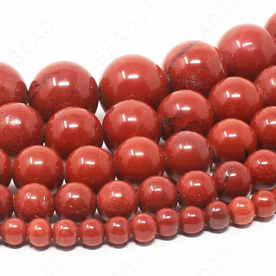 Red Jasper Beads Natural Gemstone Round Loose - 4mm 6mm 8mm 10mm 12mm - 15.5" Strand