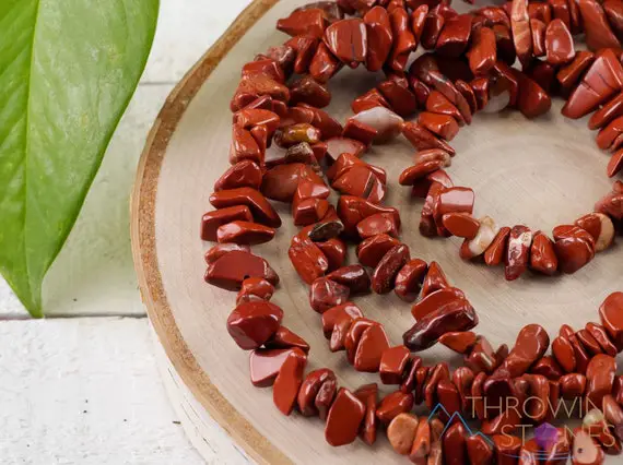 Red Jasper Crystal Necklace - Chip Beads - Long Crystal Necklace, Beaded Necklace, Handmade Jewelry, E0816
