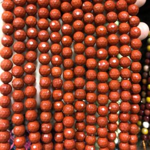 Shop Red Jasper Faceted Beads! Red Jasper Faceted Beads, Natural Gemstone Beads, Round Stone Beads, 6mm 8mm 10mm 15'' | Natural genuine faceted Red Jasper beads for beading and jewelry making.  #jewelry #beads #beadedjewelry #diyjewelry #jewelrymaking #beadstore #beading #affiliate #ad