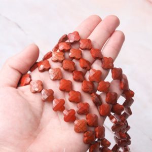 Shop Red Jasper Faceted Beads! Natural Red Jasper Clover Faceted Beads,Healing Energy Loose Gemstone Beads,DIY Jewelry Making Design for Bracelet,13x13mm,15.5 inch Strand | Natural genuine faceted Red Jasper beads for beading and jewelry making.  #jewelry #beads #beadedjewelry #diyjewelry #jewelrymaking #beadstore #beading #affiliate #ad