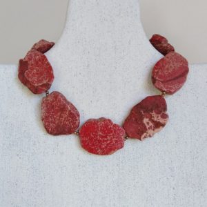 Shop Red Jasper Necklaces! Red jasper necklace, Red jasper slice jewellery, Red avant garde necklace, Sea sediment slices, Red avant garde necklace, Chunky red choker | Natural genuine Red Jasper necklaces. Buy crystal jewelry, handmade handcrafted artisan jewelry for women.  Unique handmade gift ideas. #jewelry #beadednecklaces #beadedjewelry #gift #shopping #handmadejewelry #fashion #style #product #necklaces #affiliate #ad