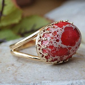Shop Red Jasper Rings! Red Jasper Ring, Red Gemstone ring, Gold Filled Ring, Gold Oval Gemstone Ring, Women's Gold Statement Ring,Jasper stone jewelry.Organic ring | Natural genuine Red Jasper rings, simple unique handcrafted gemstone rings. #rings #jewelry #shopping #gift #handmade #fashion #style #affiliate #ad