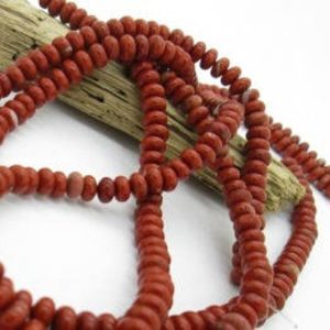 Shop Red Jasper Rondelle Beads! Red Jasper Rondelle Bead, 6mm Stone Rondelle, Southwest Red Bead, Red Stone Bead 6x4mm (42) | Natural genuine rondelle Red Jasper beads for beading and jewelry making.  #jewelry #beads #beadedjewelry #diyjewelry #jewelrymaking #beadstore #beading #affiliate #ad
