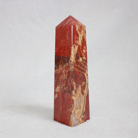 Red Jasper Crystal Towers Four Sided Obelisk High Quality Tower Healing Crystal Wand, 4 Faceted Pyramid Tower