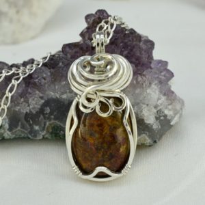 Red Pietersite Necklace – Small Red Stone Pendant Necklace –  Pietersite Jewellery – Wire Wrap –  Crystal Healing Stone – Tempest Stone – 1 | Natural genuine Gemstone necklaces. Buy crystal jewelry, handmade handcrafted artisan jewelry for women.  Unique handmade gift ideas. #jewelry #beadednecklaces #beadedjewelry #gift #shopping #handmadejewelry #fashion #style #product #necklaces #affiliate #ad