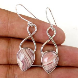 Shop Rhodochrosite Earrings! Natural Rhodochrosite Earring, Tear Drop Earring, Pear Gemstone, Natural Gemstone Earring, Dangle Earring, Drop Earring, Silver Earring | Natural genuine Rhodochrosite earrings. Buy crystal jewelry, handmade handcrafted artisan jewelry for women.  Unique handmade gift ideas. #jewelry #beadedearrings #beadedjewelry #gift #shopping #handmadejewelry #fashion #style #product #earrings #affiliate #ad