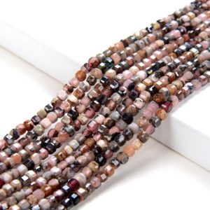 Shop Rhodochrosite Faceted Beads! 2MM Natural Argentina Rhodochrosite Gemstone Micro Faceted Diamond Cut Cube Loose Beads (P39) | Natural genuine faceted Rhodochrosite beads for beading and jewelry making.  #jewelry #beads #beadedjewelry #diyjewelry #jewelrymaking #beadstore #beading #affiliate #ad