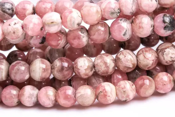 Genuine Natural Argentina Rhodochrosite Gemstone Beads 5mm Gray Pink Round Aa Quality Loose Beads (118337)