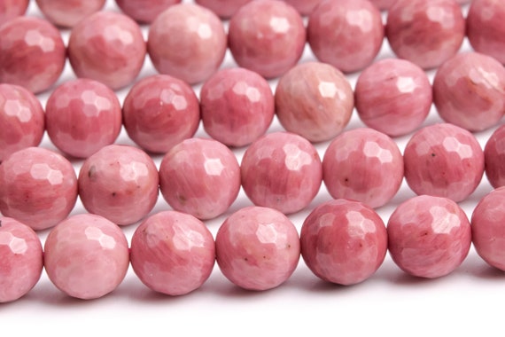 Genuine Natural Rhodonite Gemstone Beads 10mm Rose Pink Micro Faceted Round Aaa Quality Loose Beads (111856)