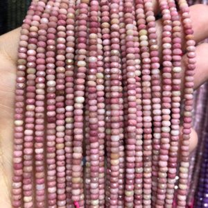 Shop Rhodonite Faceted Beads! Red Rhodonite Faceted Beads, Natural Gemstone Beads,  Nice Cut Rondelle Stone Beads 2x3mm 15'' | Natural genuine faceted Rhodonite beads for beading and jewelry making.  #jewelry #beads #beadedjewelry #diyjewelry #jewelrymaking #beadstore #beading #affiliate #ad