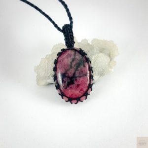 Shop Rhodonite Necklaces! Rhodonite Macramé Pendant – rhodonite necklace – waterproof necklace – crystal macramé necklace – beautiful crystal necklace – power crystal | Natural genuine Rhodonite necklaces. Buy crystal jewelry, handmade handcrafted artisan jewelry for women.  Unique handmade gift ideas. #jewelry #beadednecklaces #beadedjewelry #gift #shopping #handmadejewelry #fashion #style #product #necklaces #affiliate #ad