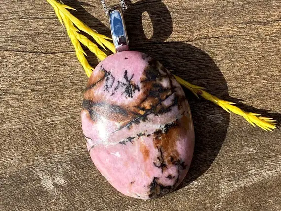 Rhodonite Healing Stone Necklace With Positive Healing Energy!