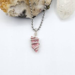 Shop Rhodonite Necklaces! Rhodonite Necklace, Silver Wire Wrapped Rhodonite Pendant | Natural genuine Rhodonite necklaces. Buy crystal jewelry, handmade handcrafted artisan jewelry for women.  Unique handmade gift ideas. #jewelry #beadednecklaces #beadedjewelry #gift #shopping #handmadejewelry #fashion #style #product #necklaces #affiliate #ad