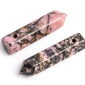 Shop Rhodonite Bead Shapes! 2 Pcs – 30x8MM Rhodonite Beads Healing Hexagonal Pointed Grade AAA Genuine Natural Loose Beads (105397) | Natural genuine other-shape Rhodonite beads for beading and jewelry making.  #jewelry #beads #beadedjewelry #diyjewelry #jewelrymaking #beadstore #beading #affiliate #ad