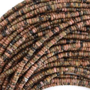 4mm natural pink rhodonite heishi disc beads 15.5" strand | Natural genuine other-shape Gemstone beads for beading and jewelry making.  #jewelry #beads #beadedjewelry #diyjewelry #jewelrymaking #beadstore #beading #affiliate #ad