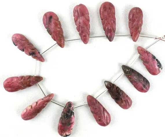 Aaa+ Quality Natural Rhodonite Gemstone, 12 Pieces Pear Shape Size 9x24-12x31 Mm, Carving Cutting Stone Beads Making Jewelry Wholesale Price