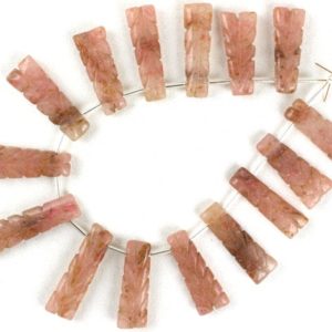 Shop Rhodonite Bead Shapes! Amazing 15 Pieces Natural Rhodonite Gemstone, Fancy Shape Size 9×26-11×34 MM, Carving Cutting Stone Beads, Making Jewelry, Wholesale Price | Natural genuine other-shape Rhodonite beads for beading and jewelry making.  #jewelry #beads #beadedjewelry #diyjewelry #jewelrymaking #beadstore #beading #affiliate #ad