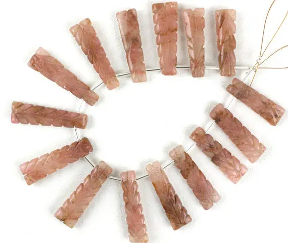Best Quality Natural Rhodonite Gemstone,15 Pieces Fancy Shape Size 9x29-10x36 Mm, Carving Cutting Stone Beads Making Jewelry Wholesale Price