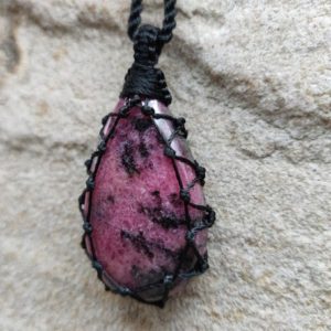 Rhodonite Pendant, Hot Pink Necklace, Unconditional Love Crystal Jewelry, Relationship Gift for Girlfriend / Long Distance Gift | Natural genuine Rhodonite pendants. Buy crystal jewelry, handmade handcrafted artisan jewelry for women.  Unique handmade gift ideas. #jewelry #beadedpendants #beadedjewelry #gift #shopping #handmadejewelry #fashion #style #product #pendants #affiliate #ad