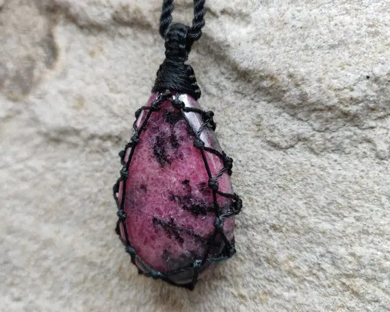 Rhodonite Pendant, Hot Pink Necklace, Unconditional Love Crystal Jewelry, Relationship Gift For Girlfriend / Long Distance Gift