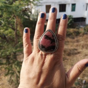 Shop Rhodonite Rings! Rhodonite Ring,925 Sterling Silver,Pink Gemstone Ring,Boho Ring,Natural Rhodonite jewelry,handcrafted ring gift her Bohemian Artisan Jewelry | Natural genuine Rhodonite rings, simple unique handcrafted gemstone rings. #rings #jewelry #shopping #gift #handmade #fashion #style #affiliate #ad