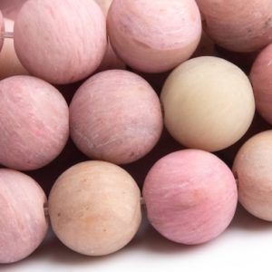 Shop Rhodonite Round Beads! Genuine Natural Rhodonite Gemstone Beads 6MM Matte Pink Round AAA Quality Loose Beads (100260) | Natural genuine round Rhodonite beads for beading and jewelry making.  #jewelry #beads #beadedjewelry #diyjewelry #jewelrymaking #beadstore #beading #affiliate #ad