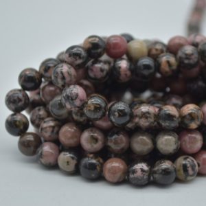Shop Rhodonite Round Beads! Large Hole (2mm) Beads – Natural Rhodonite Semi-precious Gemstone Round Beads – 8mm – 15" strand | Natural genuine round Rhodonite beads for beading and jewelry making.  #jewelry #beads #beadedjewelry #diyjewelry #jewelrymaking #beadstore #beading #affiliate #ad