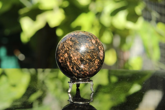 65mm Brown Rhodonite Sphere Stone Rhodonite Crystal Heart Chakra Stone Rhodonite Sphere Ball