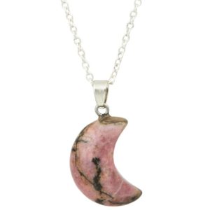 Shop Rhodonite Necklaces! Rhodonite Stone Crescent Moon Necklace – Crescent Moon Rhodonite Pendant – Crescent Moon Necklace – Rhodonite Jewelry – Healing Necklace | Natural genuine Rhodonite necklaces. Buy crystal jewelry, handmade handcrafted artisan jewelry for women.  Unique handmade gift ideas. #jewelry #beadednecklaces #beadedjewelry #gift #shopping #handmadejewelry #fashion #style #product #necklaces #affiliate #ad