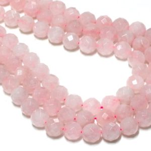 Shop Rose Quartz Faceted Beads! Large rose quartz beads,faceted stone beads,loose gem beads,rose quartz wholesale beads,January birthstone – 16" Full Strand | Natural genuine faceted Rose Quartz beads for beading and jewelry making.  #jewelry #beads #beadedjewelry #diyjewelry #jewelrymaking #beadstore #beading #affiliate #ad