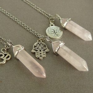 Rose Quartz Necklace  Rose Quartz pendant Hamsa Necklace Healing Crystal Necklace for women Necklace Om Necklace Tree of life necklace | Natural genuine Rose Quartz pendants. Buy crystal jewelry, handmade handcrafted artisan jewelry for women.  Unique handmade gift ideas. #jewelry #beadedpendants #beadedjewelry #gift #shopping #handmadejewelry #fashion #style #product #pendants #affiliate #ad
