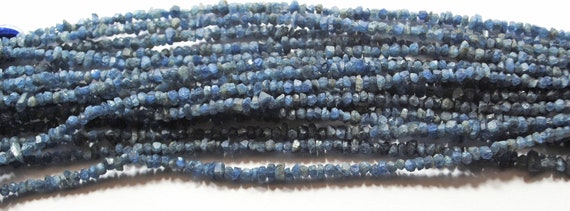 Natural Raw Blue Sapphire, Gemstone Rough Nugget, Beads Free Form Hand, Briolettes Sapphire, 3-5mm, 8 Inch Strand, For Jewelry Making Beads