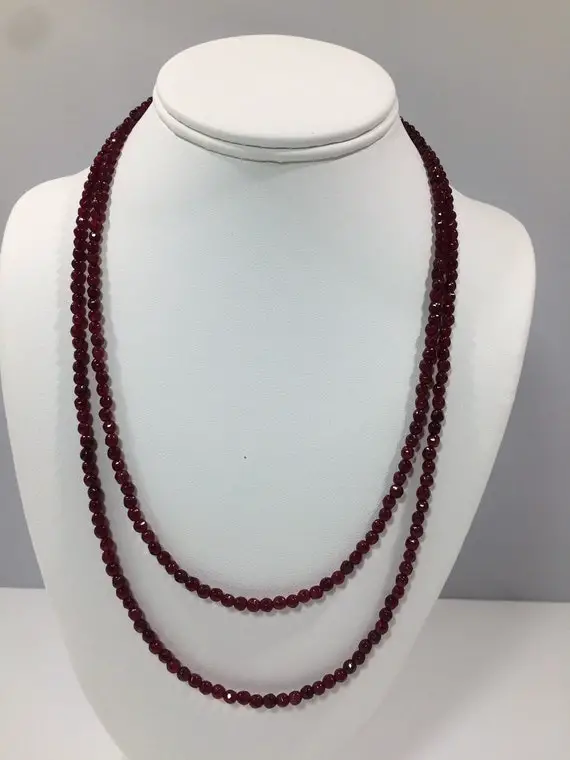 Ruby Necklace, Ruby Necklace, Natural Ruby Necklace, Two Strand Genuine Ruby Gemstone Necklace, Birthstone Necklace, Natural Ruby Necklace