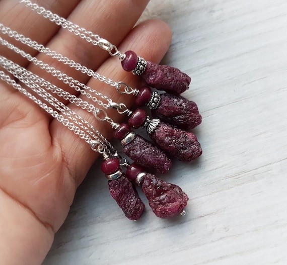 Raw Ruby Necklace/ Raw Stone Pendant / July Birthstone Necklace / Raw Ruby Pendant / Undyed Ruby / Christmas Gift For Wife