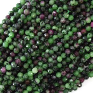 Shop Ruby Zoisite Faceted Beads! 4mm natural faceted ruby zoisite round beads 15.5" strand | Natural genuine faceted Ruby Zoisite beads for beading and jewelry making.  #jewelry #beads #beadedjewelry #diyjewelry #jewelrymaking #beadstore #beading #affiliate #ad