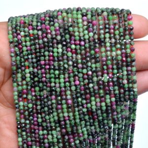 Shop Ruby Zoisite Faceted Beads! AAA+ Ruby Zoisite 2mm-3mm Micro Faceted Rondelle Beads | Natural Ruby Zoisite Semi Precious Gemstone Loose Beads for Jewelry | 13inch Strand | Natural genuine faceted Ruby Zoisite beads for beading and jewelry making.  #jewelry #beads #beadedjewelry #diyjewelry #jewelrymaking #beadstore #beading #affiliate #ad