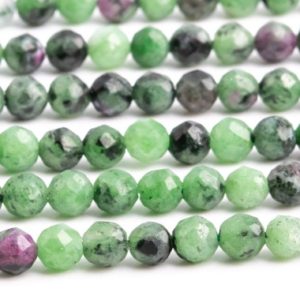 Shop Ruby Zoisite Faceted Beads! Genuine Natural Ruby Zoisite Gemstone Beads 4MM Green and Black Faceted Round AAA Quality Loose Beads (107655) | Natural genuine faceted Ruby Zoisite beads for beading and jewelry making.  #jewelry #beads #beadedjewelry #diyjewelry #jewelrymaking #beadstore #beading #affiliate #ad