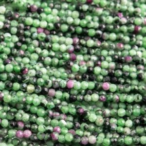 Shop Ruby Zoisite Faceted Beads! Genuine Natural Ruby Zoisite Gemstone Beads 2MM Green & Red Faceted Round AAA Quality Loose Beads (107158) | Natural genuine faceted Ruby Zoisite beads for beading and jewelry making.  #jewelry #beads #beadedjewelry #diyjewelry #jewelrymaking #beadstore #beading #affiliate #ad