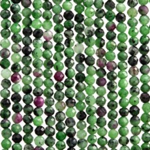 Shop Ruby Zoisite Faceted Beads! Genuine Natural Ruby Zoisite Gemstone Beads 3MM Green and Black Faceted Round AAA Quality Loose Beads (107654) | Natural genuine faceted Ruby Zoisite beads for beading and jewelry making.  #jewelry #beads #beadedjewelry #diyjewelry #jewelrymaking #beadstore #beading #affiliate #ad