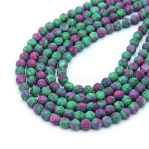 Shop Ruby Zoisite Bead Shapes! Matte Ruby Zoisite Beads 8mm Dyed Quality, Red Greeen Gemstone Beads, Frost Ruby Zoisite Mala Beads, Green Fuschia Gemstone Beads | Natural genuine other-shape Ruby Zoisite beads for beading and jewelry making.  #jewelry #beads #beadedjewelry #diyjewelry #jewelrymaking #beadstore #beading #affiliate #ad